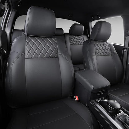 PTYYDS Seat Covers Compatible with 2016-2023 Toyota Tacoma Seat Covers SR5 TRD Off Road Limited PU Leather Car Full Set Protector Replacement for 2016-2023 Toyota Tacoma Accessories