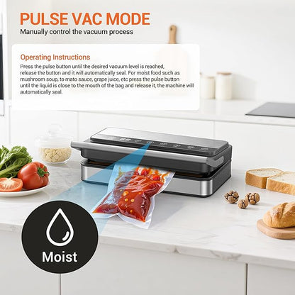 VUSIGN Vacuum Sealer Machine with Strong -85KPA Suction, Low Noise, Built-in Cutter, Bag Storage Box, Handheld Design