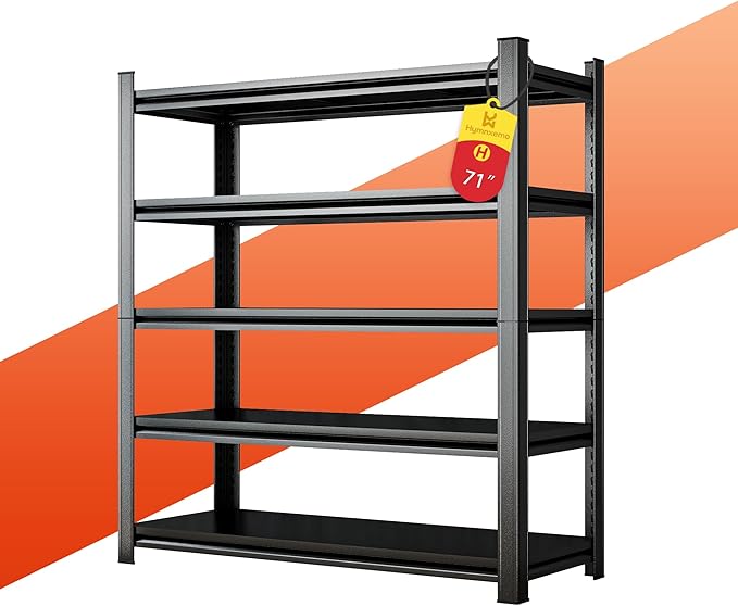 Heavy Duty 5-Tier Shelving Unit 3000LBS Capacity - Adjustable Steel Garage Shelves for Warehouse, Basement Storage(77''H x 35.4''W x 11.8''D)