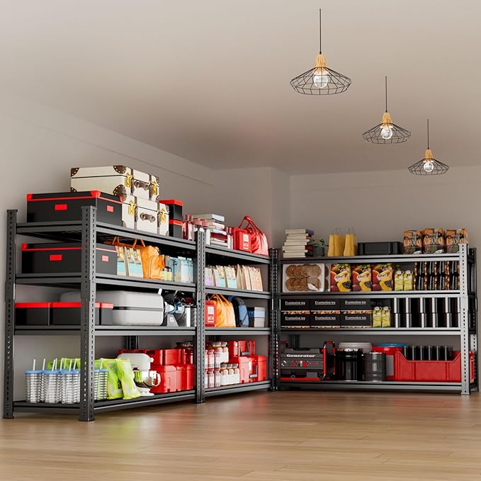 Storage Shelves 2PCS, Garage Shelving Heavy Duty 2640LBS Capacity, 48"L x 18"W x 60"H Adjustable Metal Shelving Organizer Wire Rack, 4 Tier Utility Shelf Unit for Pantry Closet Warehouse Organization