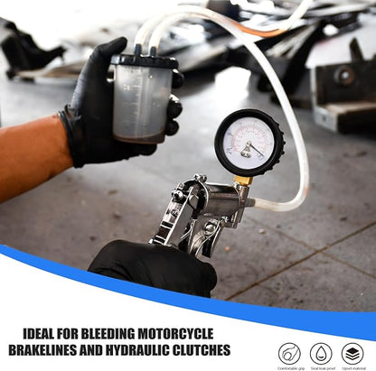 Hand Vacuum Pump Brake Bleeder Kit - Zinc-diecast Metal, Single Person Design for Brake & Clutch Bleeding, Automotive Tuning & Testing