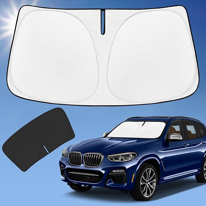 Sun Shade Sunshade for BMW X3 2018-2024 2025 Windshield Cover, 4-Layer Front Window Shade Custom fit X3 Base, xDrive28i, xDrive35i, M Sport SUV Sun Visor 240T Shade Blocks UV Rays Car Accessories