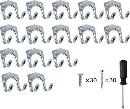 15 Pack Tool Hanger Hooks, Wall Mount Garage Garage Shed Hooks Heavy Duty for Hanging Ladder & Ropes