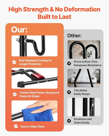VEVOR Bike Rack, Upright Bike Stand Floor for 16 to 27.5 Inch Mountain & Road Bikes, Vertical & Horizontal Bicycle Stand for Secure Parking and Storage in Garage, Truck Bed, Indoor, Outdoor, Black