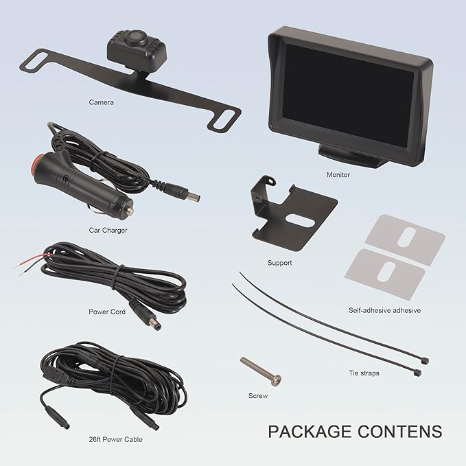 YIMU Backup Camera System with License Plate Backup Reverse Camera, Easy Installation, Plug & Play, DIY Guide Lines, 150° Wide Angle, Night Vision, IP69K Waterproof, Optional Dual Bracket K4302