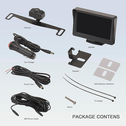 YIMU Backup Camera System with License Plate Backup Reverse Camera, Easy Installation, Plug & Play, DIY Guide Lines, 150° Wide Angle, Night Vision, IP69K Waterproof, Optional Dual Bracket K4302