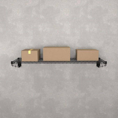 18" x 60" Black Epoxy Wire Wall Mount Shelf