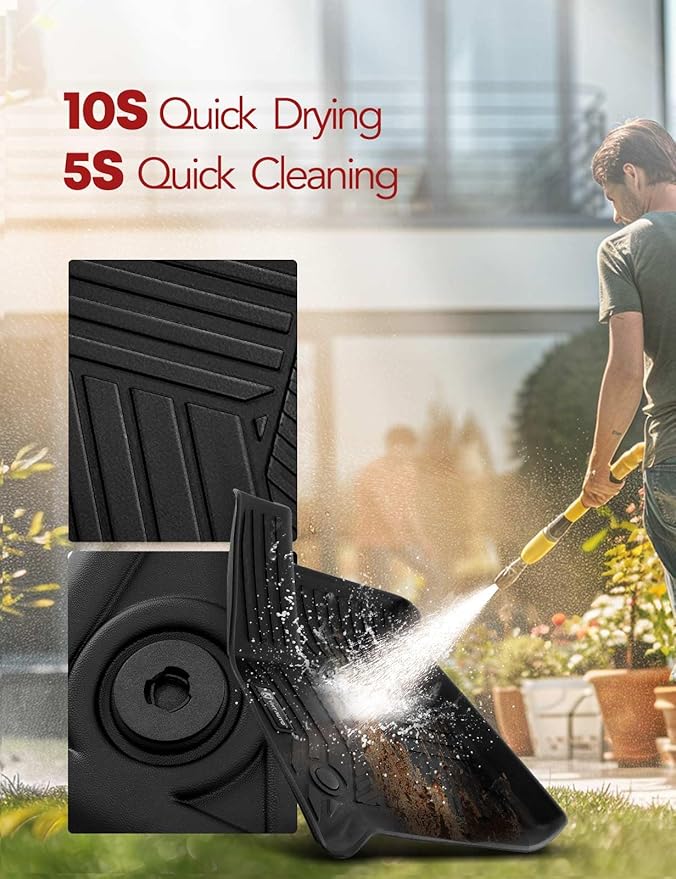 YHTAUTO Floor Mats Compatible with 2018-2024 Chevrolet Traverse 7 Seats with 2nd Row Bucket Seat, TPE All Weather Car Mats Waterproof Anti-Slip Odorless Floor Liner 1st & 2nd Row
