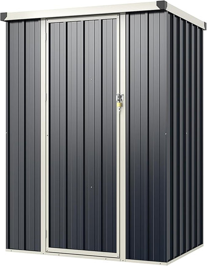 Goplus 3.8 x 2.8 FT Storage Shed Outdoor, All-Weather Steel Utility Storage House w/Lockable Door, Snap-on Arrow Leaning Organizer, Bike Tool Garden Sheds for Yard Lawn Patio