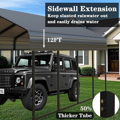 10x20FT/20x20 FT Metal Carport Heavy Duty for 2 Cars - Frame Shelter Car Garage Kits for All-Weather,Car Canopy Reinforced with Safe Boat Cover Car Ports for Yard Protection (10 x 20ft)