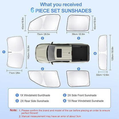 6pcs Car Window Shades for Ford Maverick2022-2024 2025 Accessories,Windshield Side Rear Full Sunshade,Sun Visor UV Blocking, Privacy Protection and Blackout for Camping Outdoor