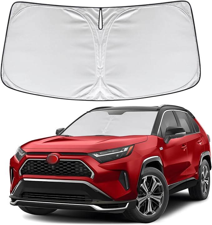 KAYZT Windshield Sun Shade for Toyota RAV4 2019-2025 RAV-4 Foldable Sunshade SUV Front Window Custom Fit Accessories