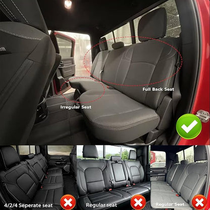 AOMSAZTO Custom Fit Seat Covers for Ram 2500 (2019-2025) Premium Faux Leather Car Seat Covers Full Set Black Waterproof Protection