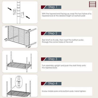 BestOffice 18x48x77 Storage Shelves Commercial Heavy Duty Metal Shelves Garage Organizer Wire Rack Shelving Storage Unit Shelf Adjustable Utility 6000 LBS Capacity,Black