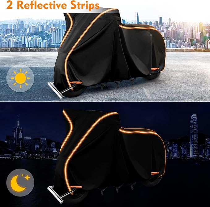 Waterproof Motorcycle Cover for Vespa GTV,Vespa GTS (300cc HPE, Super 300cc HPE, Super Sport 300cc HPE, Super TECH 300cc HPE), Outdoor 420D Bike Cover Windproof Heavy Duty Waterproof Protection