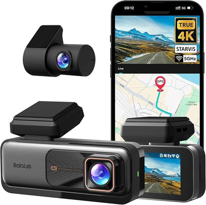 4K Dash Cam Front and Rear, 170° Ultra Wide Dashcam with ADAS, Night Vision, 24/7 Parking Mode, Sony IMX415 Sensor, WDR, Free 64GB SD Card, 5G/2.4G WiFi, Built-in GPS, Loop Recording