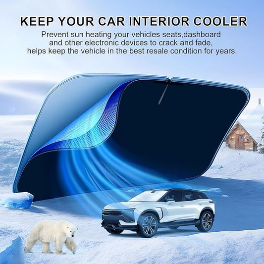 T TGBROS Windshield Sun Shade for Chevrolet Blazer EV 2024 2025 Accessories Foldable Sun Shield Front Window Sunshade Cover Sun Visor Cover Block Heat and Sun Protection