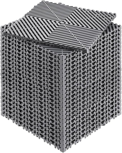 VEVOR Interlocking Drainage Mat, 12” x 12” Modular Interlocking Cushion, 24 Pcs Splicing Drainage Mats, Non-Slip Gray PP Drainage Floor Tile and Shower Mat, for Garage, Garden, Kitchen & Outdoor