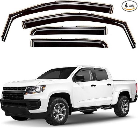 Window Deflectors Smoke Tinted in-Channel Side Window Vent Visor Deflectors Rain Guards Compatible with Colorado/Canyon 2015-2022 Crew Cab - 4pcs. GW0527