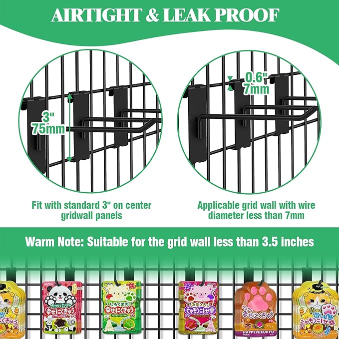 40Pcs 10" Gridwall Display Hooks Assortment Set, Black Metal Grid Wall Panel Hanging Display Hook for Garage Shop Retail Storage, Wire Diameter 5mm/ 0.2”