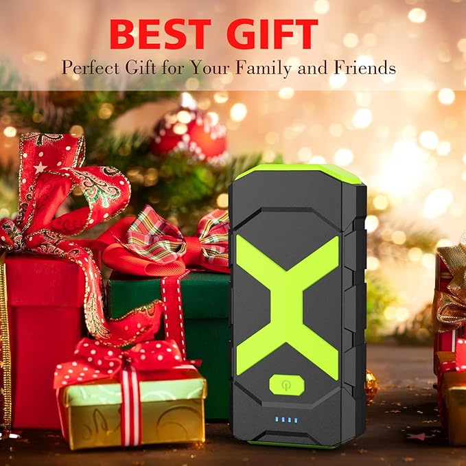 BOOKOO Jump Starter 2000A for Car/Boat/Lawnmower(8.0L Gas/6.5L Diesel Engine) Portable 12V Car Battery Jump Starter with Cables,Wall Charger,USB 3.0 Fast Charging,16V DC Output,3 LED Modes