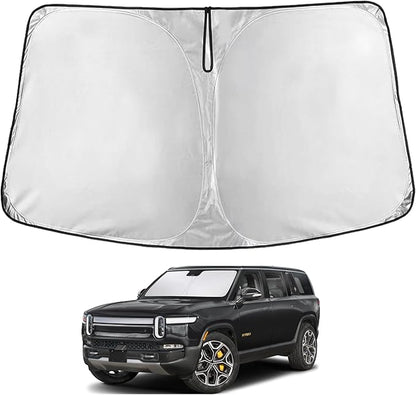 for Rivian R1S 2022-2024 2025 Windshield Sunshade Compatible for -EcoNour 240T Polyester Material Cars Sun Visor Reflector Blocks UV Rays - Foldable Sunshade Interior Protection Rivian Accessories