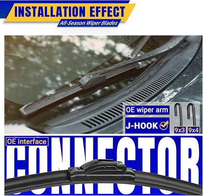 3 wipers Replacement for 2003-2009 Honda Element/2009-2014 Nissan Cube, Windshield Wiper Blades Original Equipment Replacement - 20"/20"/12" (Set of 3) U/J HOOK