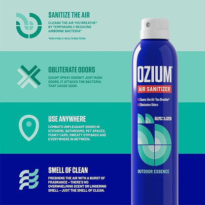 Ozium 3.5 Oz. Air Sanitizer & Odor Eliminator 4 Pack for Homes, Cars, Offices and More, Outdoor Essence, 4 Pack, MULTI