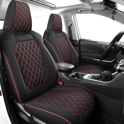 MIROZO Seat Covers for Rav4,Non-Hybrid Toyota RAV4 Seat Covers Car Seat Cover Compatible with 2019-2025 Toyota RAV4 LE,XLE,XLE Premium,Limited (Black and Red,Not for Hybrid,Adventure&TRD-Off)