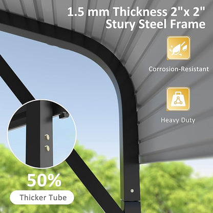 20x20 FT Carport with Metal Roof, Heavy Duty Metal Carport Canopy, Garage Car Shelter Shade for Outdoor, Car, Truck, Eggshell