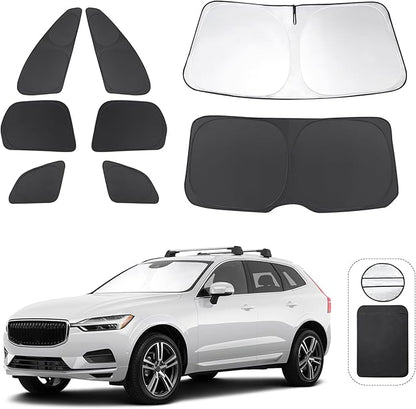 TINGLU Window Shades for Volvo XC60 2018-2024 2025 Accessories Car Side Full Windows Rear Triangular Windshield Sun Shade Sun UV Rays & Privacy Protection for Camping,Napping,and Relaxing 8PCS