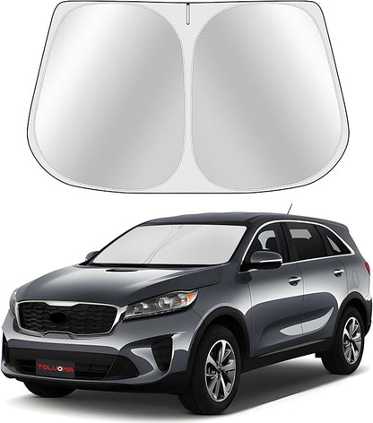 Custom Fit Windshield Sun Shade for Kia Sorento 2016-2020 - Full Coverage, 210T Reflective Fabric, Double-Layer Design - Blocks 99% UV Rays, Keeps Car Cool, Easy to Install and Store