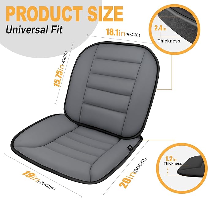 kingphenix Car Seat Cushion with Lumbar Support Pillow: Enhanced Comfort Memory Foam Design for Pain Relief, Ideal for Drivers and Office Use - Ergonomic Lumbar Comfort for Long Sitting - Dark Grey