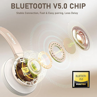 Wireless Headset, Bluetooth Headphones with Microphone Noise Canceling & USB Dongle, Singler-Ear Bluetooth Headset with Mic Mute for Cell Phone Computer Work Office Meetings Trucker Teams Skype Call