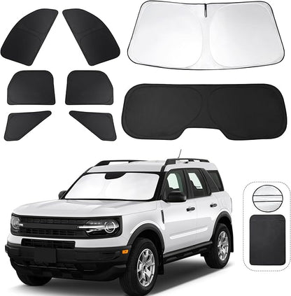TINGLU Window Shades for Ford Bronco Sport 2021-2024 2025 Accessorie Car Side Full Windows Rear Triangular Windshield Sun Shade Sun UV Rays & Privacy Protection for Camping,Napping,and Relaxing 8PCS