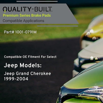 Premium Semi-Metallic Rear Brake Pads (1001-0791M) Compatible with Jeep Grand Cherokee 1999-2004
