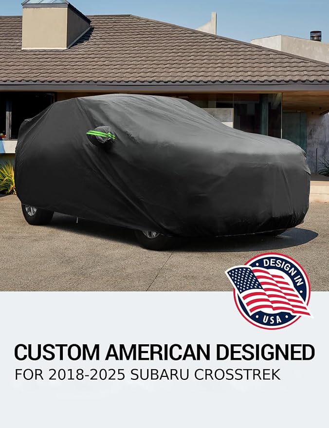 Proadsy 2025 Upgrade Car Cover for Subaru Crosstrek 2018-2024 2025, Waterproof All Weather, Windproof Snowproof Rain Hail Sun UV Protection Full Outdoor Indoor Exterior Car Covers, Black