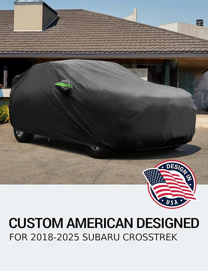 Proadsy 2025 Upgrade Car Cover for Subaru Crosstrek 2018-2024 2025, Waterproof All Weather, Windproof Snowproof Rain Hail Sun UV Protection Full Outdoor Indoor Exterior Car Covers, Black
