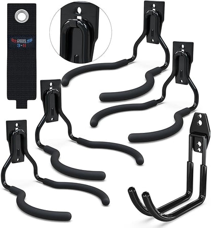 3-H Weed Eater Hanger 4 Pack,1 Garden Hose Holder,1 Extension Strap,Utility Weedeater Rack,Tool Hangers for Organizing and Hanging Weed Wacker,Leaf Blower,String Trimmer in Garden