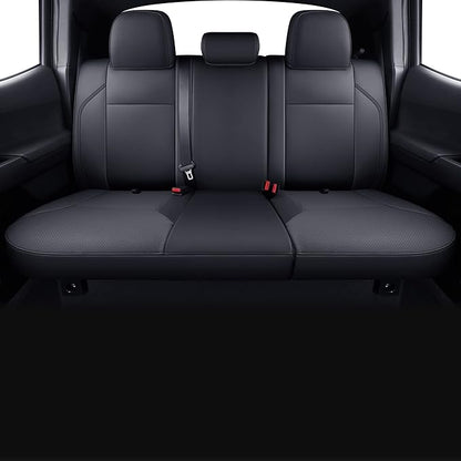 LUCKYMAN CLUB Rear Seat Covers Custom Fit for 2016-2023 Tacoma Crew Cab with Faux Leather (Black Rear)