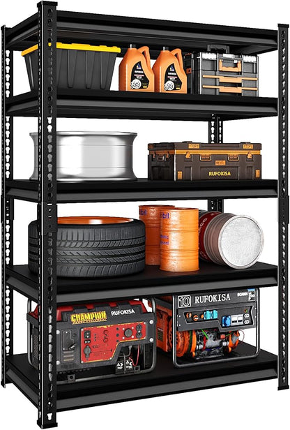 5-Tier Garage Shelving Heavy Duty, 72" Metal Shelving Unit - 2250 lbs Load Capacity, 40"W x 18"D x 72"H (Black)