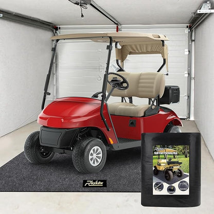 Roykaw Golf Cart Parking Mat Garage Floor Mat Compatible with EZGO, Club Car, Yamaha, ATV, UTV and Small Utility Vehicles, Slide-Resistant, Petroleum Pollution Protection - 9.18 ft. x 4.92 ft.