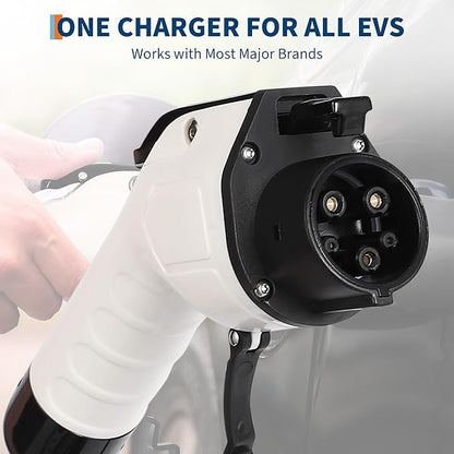 Level 2 EV Charger, 32A 240V Voltage, NEMA 14-50 Plug, 25ft Cable, Adjustable Current/Delay Timer, SAE J1772 Listed Portable Electric Car Charger for Indoor/Outdoor Use