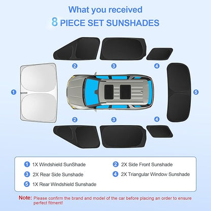 8pcs Car Window Shades for Kia Carnival 2022-2025 Accessories,Windshield Side Rear Full Sunshade,Sun Visor UV Blocking, Privacy Protection and Blackout for Camping Outdoor