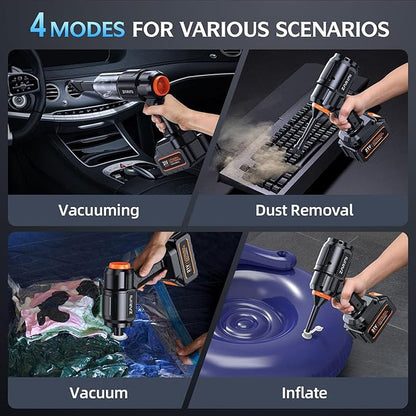 Car Vacuum Portable Cordless, 40,000Pa High Power Dust Buster, 6-in-1 Handheld Vacuum Cleaners for Home, Car, Pet Hair, Keyboard, Black