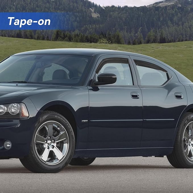 Window Visors Rain Guards for 2006 2007 2008 2009 2010 Dodge Charger, Out-Channel Window Vent Wind Deflectors Visors Shades for 06-10 Charger
