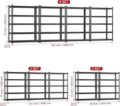 Garage Shelving, 48" Wide 5-Tier 3000lbs, Boltless Assembly, Adjustable Large Garage Storage Shelves, 48" W x 24" D x 72" H Heavy Duty Storage Rack