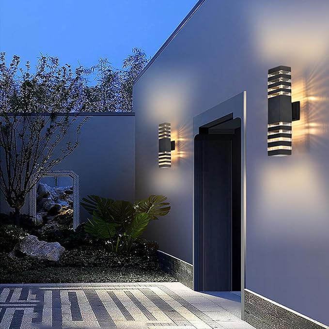 18inch LED Square Up & Down Wall Lights,24W Outdoor Wall Light 4000K Day White Aluminum Body Waterproof IP65 LED Exterior Light Fixtures Wall Mount for House Patio Garage Garden. (12 Pack)