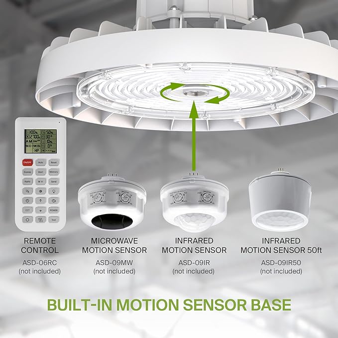 ASD LED High Bay UFO Light Fixture, Commercial Shop Lighting | 3CCT, Dimmable, IP69K Waterproof, DLC Premium, UL Listed | 200W 31900LM 3000-5000K 100-277V | Warehouse, Garage, Workshop Lamp | White
