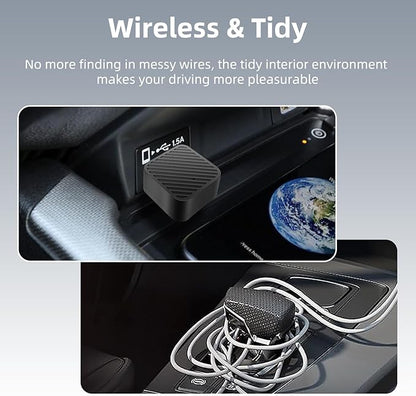 Mini Wireless CarPlay Adapter for iPhone, 2 in 1 CarPlay and Android Auto Wireless Adapter for Cars, Wired to Wireless, Plug & Play, Stable Fast Connection for Android 11+ and CarPlay iOS 10+